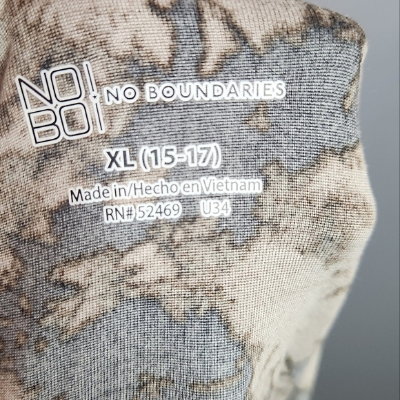 No Boundaries Size XL(15-17) Black/Brown Camo Top Fitted Scoop Tank Tie Dye - Picture 6 of 7